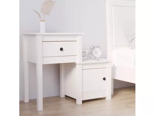 Kauf Unique Nachttisch Weiß 79,5x38x65,5 cm Massivholz Kiefer