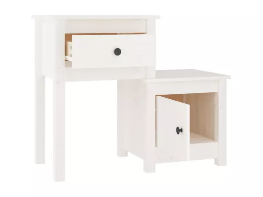 Kauf Unique Nachttisch Weiß 79,5x38x65,5 cm Massivholz Kiefer Meist gekauft