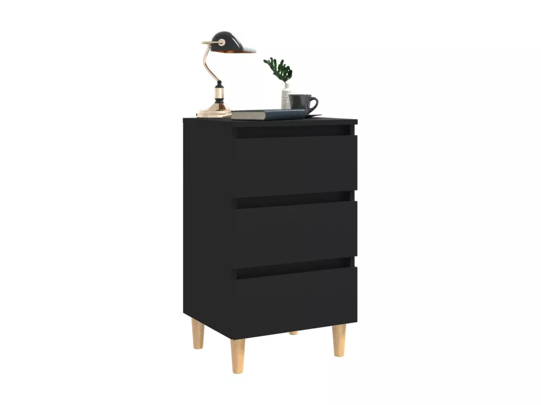 Kauf Unique Nachttisch mit Massivholz-Beinen Schwarz 40x35x69 cm Rabatt