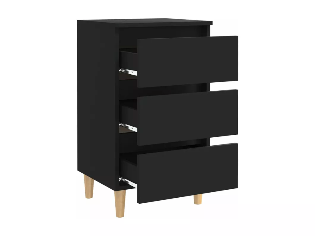 Kauf Unique Nachttisch mit Massivholz-Beinen Schwarz 40x35x69 cm Rabatt
