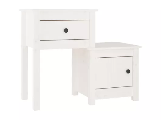 Kauf Unique Nachttische 2 Stk. Weiß 79,5x38x65,5 cm Massivholz Kiefer Großer Ausverkauf