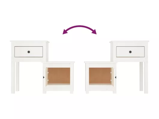 Kauf Unique Nachttische 2 Stk. Weiß 79,5x38x65,5 cm Massivholz Kiefer Großer Ausverkauf