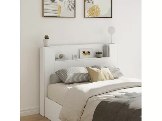 Kauf Unique LED-Kopfteil mit Ablagen Weiß 140x16,5x103,5 cm