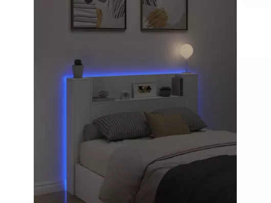 Kauf Unique LED-Kopfteil mit Ablagen Weiß 140x16,5x103,5 cm Online Shopping