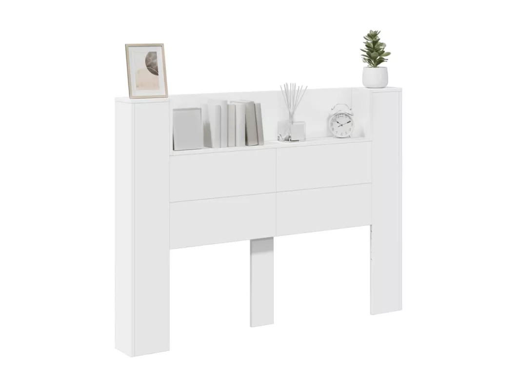 Kauf Unique LED-Kopfteil mit Ablagen Weiß 140x16,5x103,5 cm Online Shopping