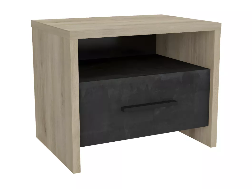 Kauf Unique Nachttisch mit 1 Schublade und 1 Nische in Eichen- und schwarzem Dekor L49.6 x H40 cm - Colorado Exklusivangebot