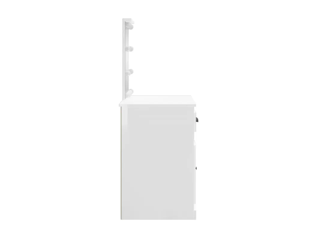 Kauf Unique Schminktisch mit LED-Leuchten Hochglanz-Weiß 90x42x132,5 cm Preisnachlass