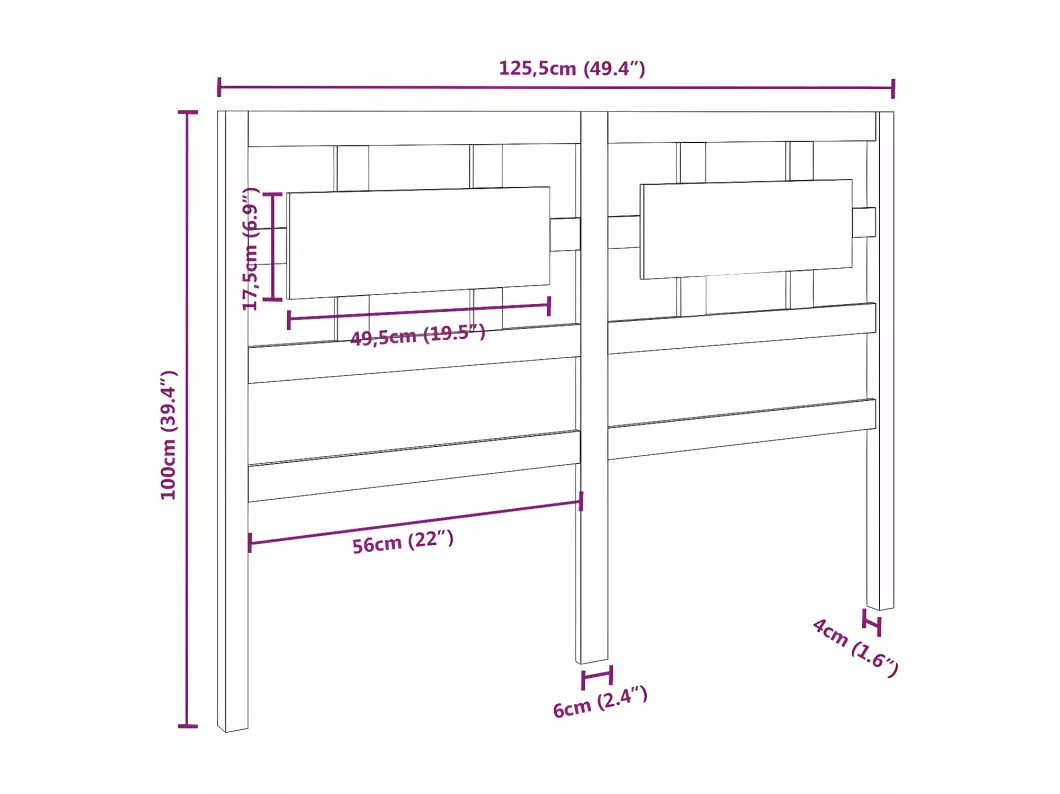 Kauf Unique Kopfteil Grau 125,5x4x100 cm Massivholz Kiefer Online Outlet