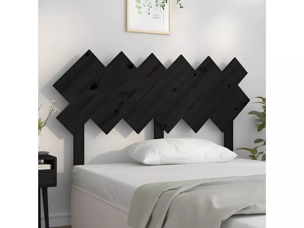 Kauf Unique Bett-Kopfteil Schwarz 132x3x81 cm Massivholz Kiefer