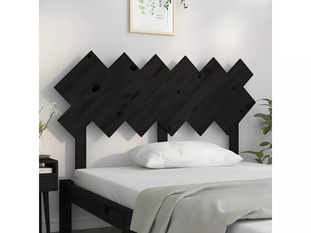 Kauf Unique Bett-Kopfteil Schwarz 132x3x81 cm Massivholz Kiefer Tiefpreis