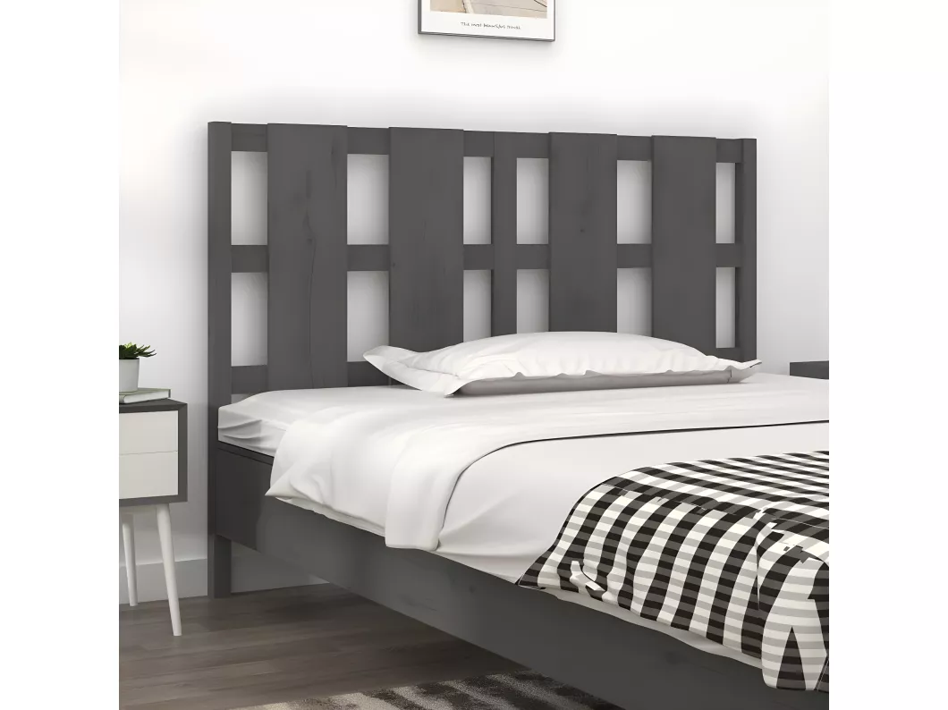 Kauf Unique Bett-Kopfteil Grau 125,5x4x100 cm Massivholz Kiefer
