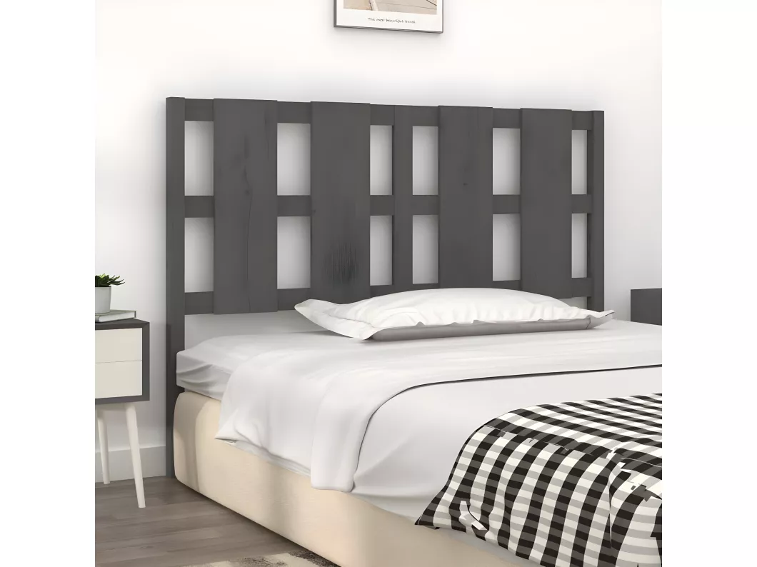 Kauf Unique Bett-Kopfteil Grau 125,5x4x100 cm Massivholz Kiefer Zeitbegrenzte Promotion