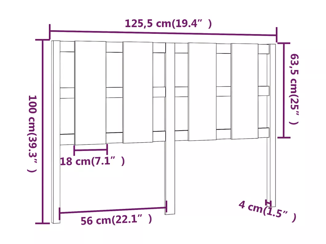 Kauf Unique Bett-Kopfteil Grau 125,5x4x100 cm Massivholz Kiefer Zeitbegrenzte Promotion