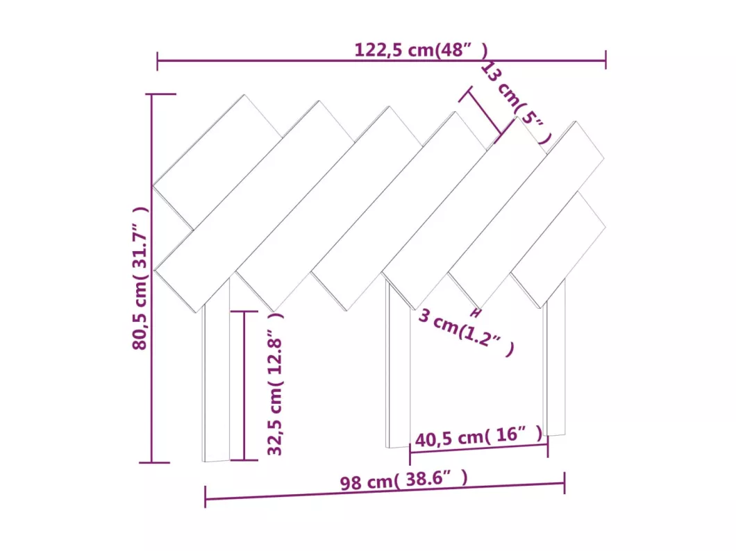Kauf Unique Bett-Kopfteil Schwarz 122,5x3x80,5 cm Massivholz Kiefer Bis zu 65% Rabatt