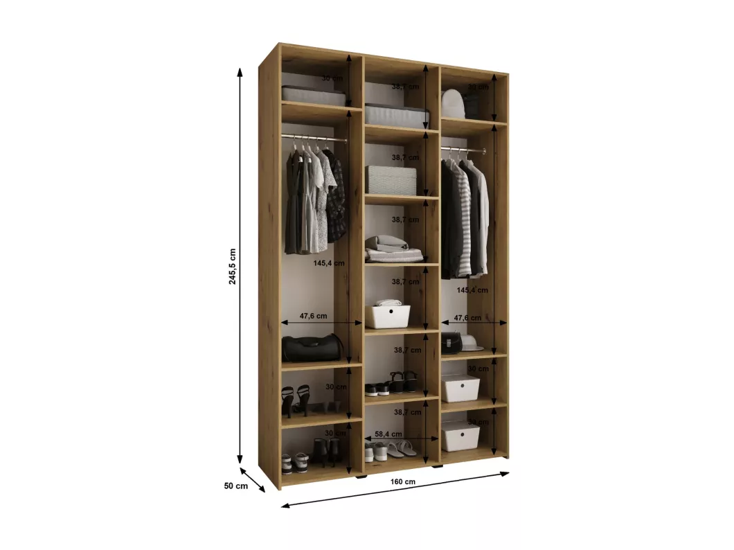Kauf Unique Drehtürenschrank Como 4 245,5/160/50 3-türig (Weiß/Schwarz) Clearance-Verkauf