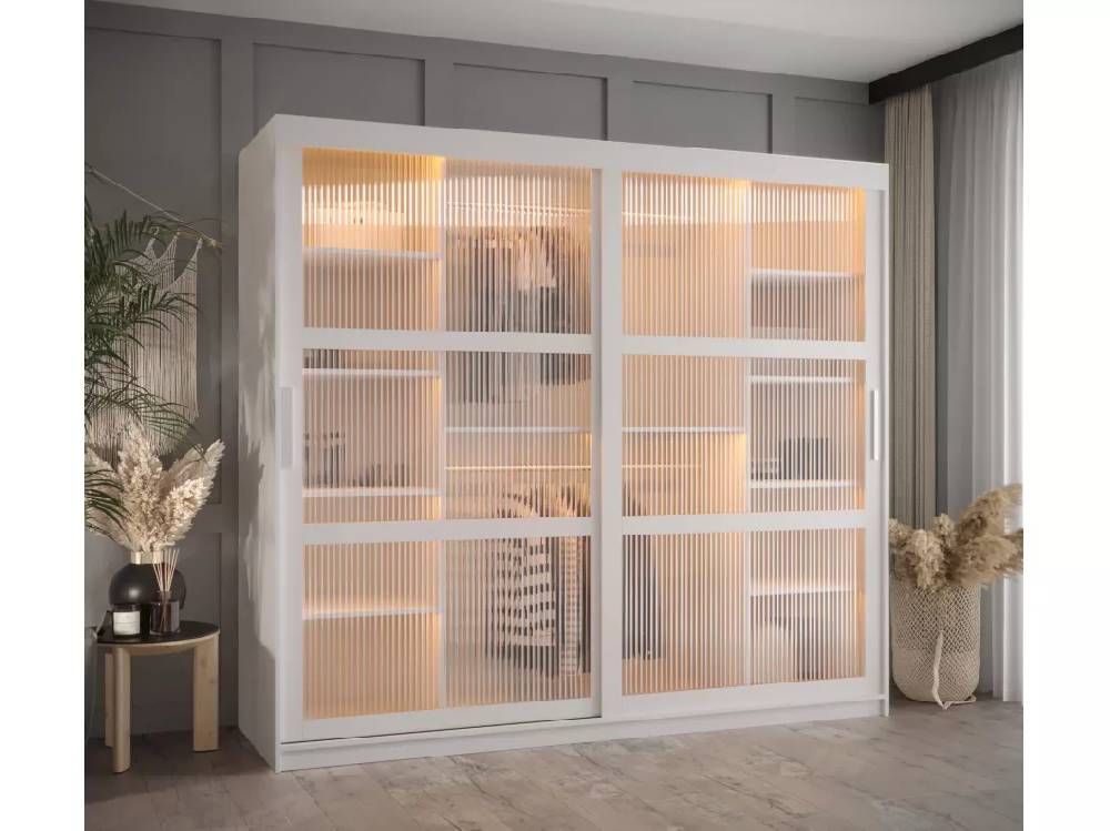 Kauf Unique SCHWEBETÜRENSCHRANK FLUTES 200/200/62 2-türig (Weiß) Fabrikladen