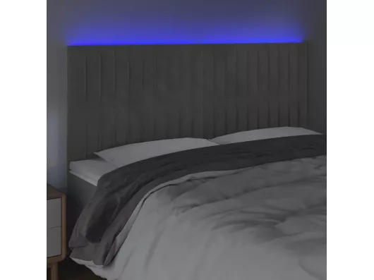 Kauf Unique LED Kopfteil Hellgrau 200x5x118/128 cm Samt Hotsell