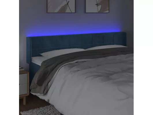 Kauf Unique LED Kopfteil Dunkelblau 163x16x78/88 cm Samt Fabrikverkauf