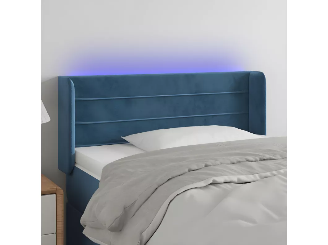 Kauf Unique LED Kopfteil Dunkelblau 93x16x78/88 cm Samt