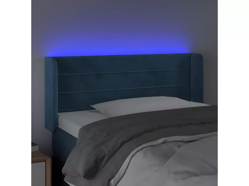 Kauf Unique LED Kopfteil Dunkelblau 93x16x78/88 cm Samt Meist gekauft