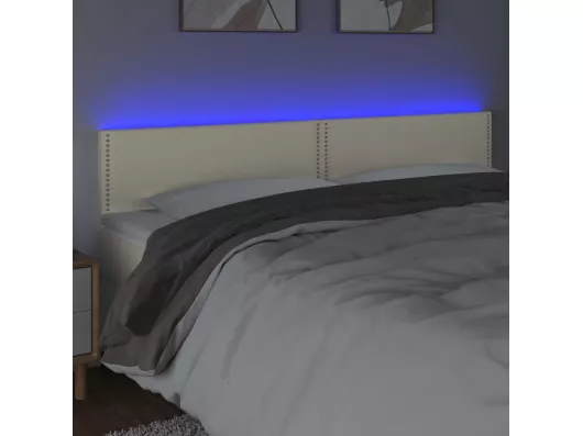 Kauf Unique LED Kopfteil Creme 160x5x78/88 cm Kunstleder Rabatt