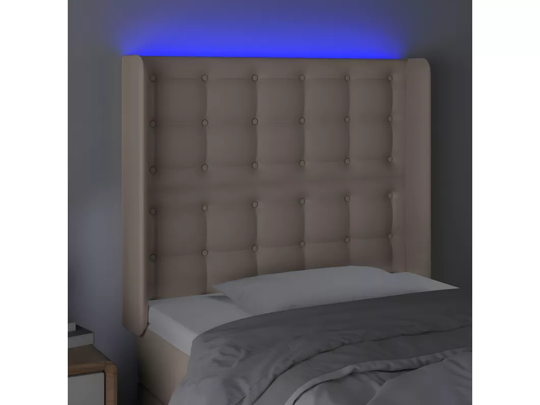 Kauf Unique LED Kopfteil Cappuccino-Braun 83x16x118/128 cm Kunstleder Günstig kaufen
