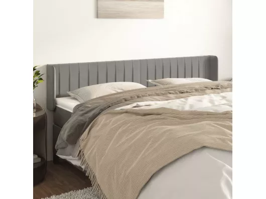 Kauf Unique Kopfteil mit Ohren Hellgrau 163x16x78/88 cm Samt Flash Sale