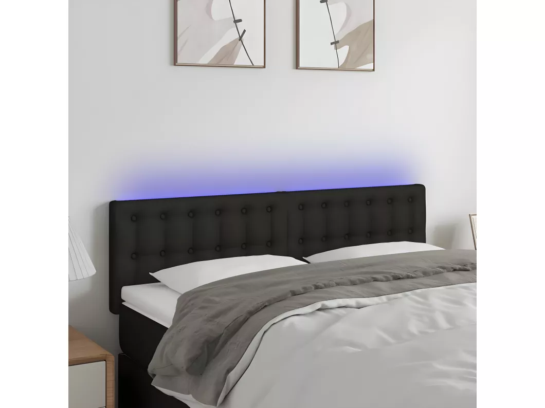 Kauf Unique LED Kopfteil Schwarz 144x5x78/88 cm Stoff