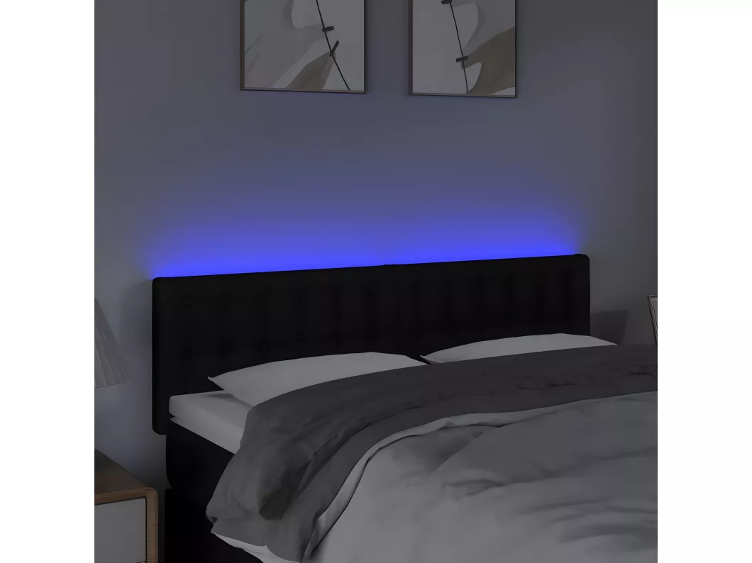 Kauf Unique LED Kopfteil Schwarz 144x5x78/88 cm Stoff Weihnachtsangebot