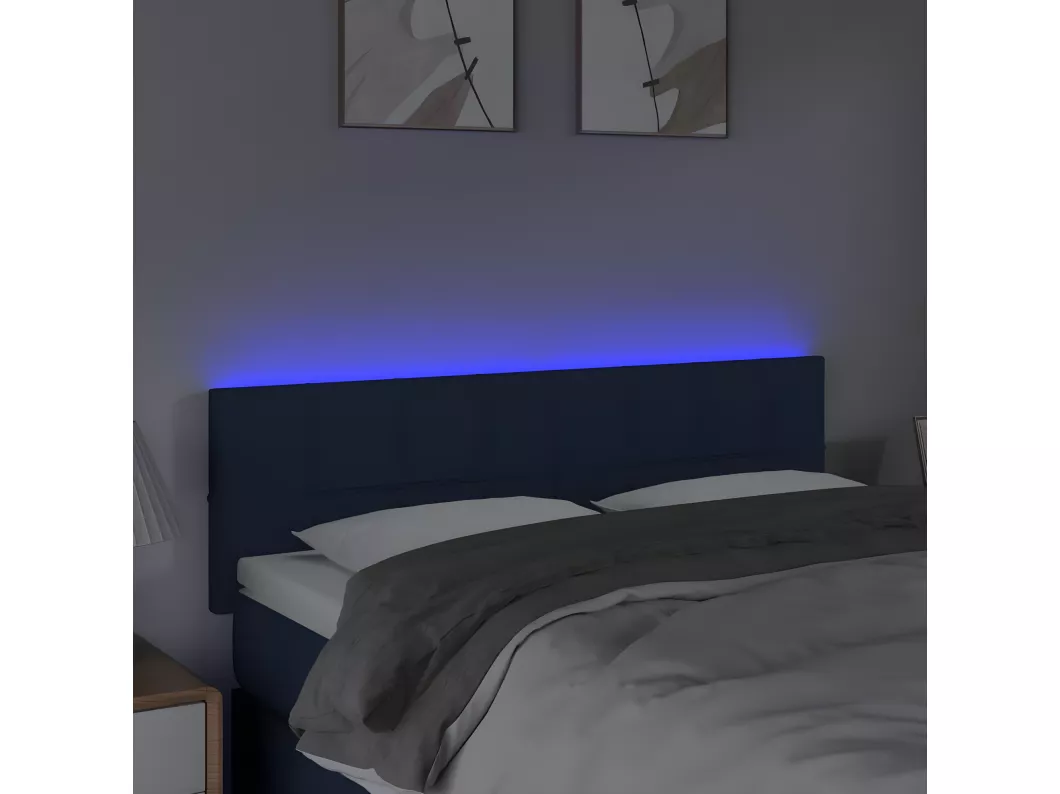 Kauf Unique LED Kopfteil Blau 144x5x78/88 cm Stoff Osterangebot