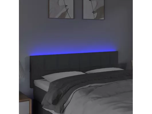 Kauf Unique LED Kopfteil Dunkelgrau 144x5x78/88 cm Stoff Blitzangebot