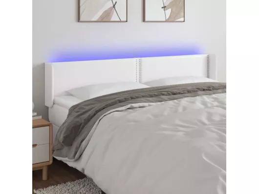 Kauf Unique LED Kopfteil Weiß 163x16x78/88 cm Kunstleder