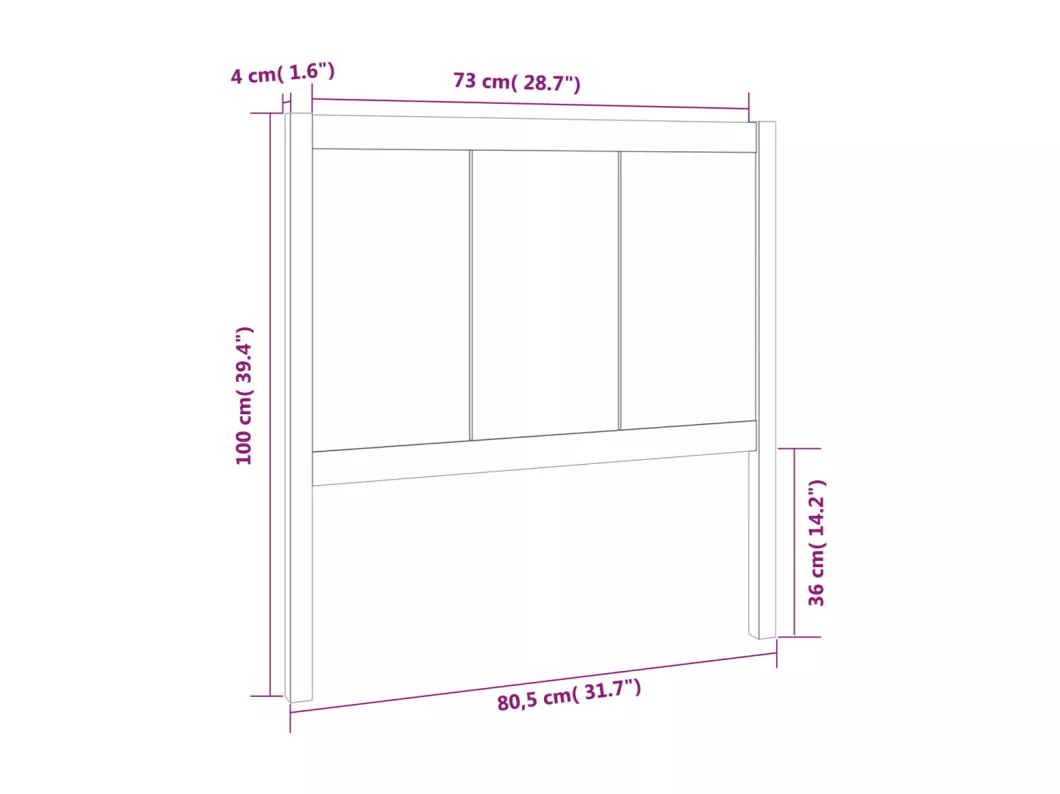Kauf Unique Kopfteil Schwarz 80,5x4x100 cm Massivholz Kiefer Super Sparpreis