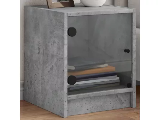 Kauf Unique Nachttisch mit Glastür Betongrau 35x37x42 cm Zeitbegrenzte Promotion