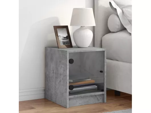 Kauf Unique Nachttisch mit Glastür Betongrau 35x37x42 cm Zeitbegrenzte Promotion