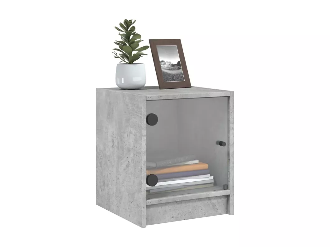 Kauf Unique Nachttisch mit Glastür Betongrau 35x37x42 cm Zeitbegrenzte Promotion