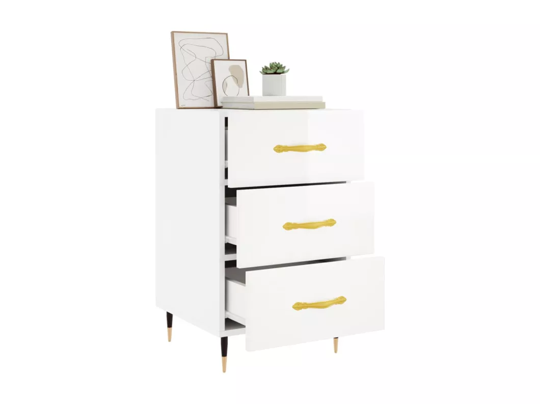 Kauf Unique Nachttisch Hochglanz-Weiß 40x40x66 cm Holzwerkstoff Sonderangebot der Fabrik