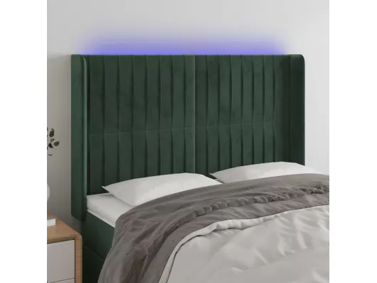 Kauf Unique LED Kopfteil Dunkelgrün 147x16x118/128 cm Samt
