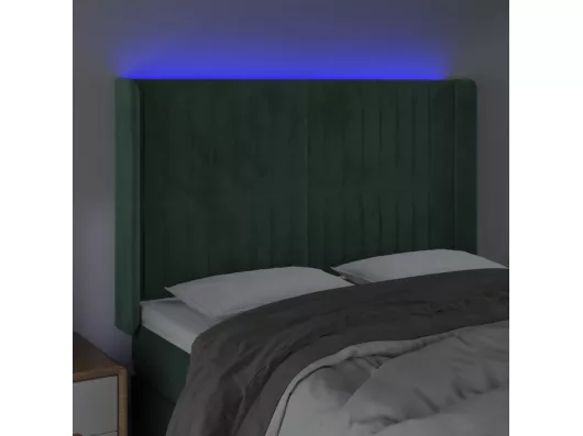 Kauf Unique LED Kopfteil Dunkelgrün 147x16x118/128 cm Samt Nur noch ein Tag übrig