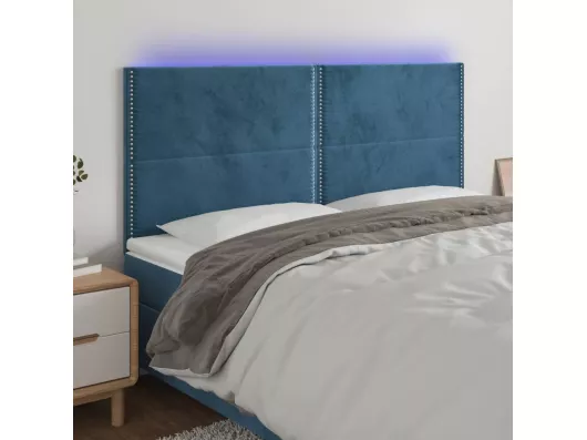 Kauf Unique LED Kopfteil Dunkelblau 160x5x118/128 cm Samt