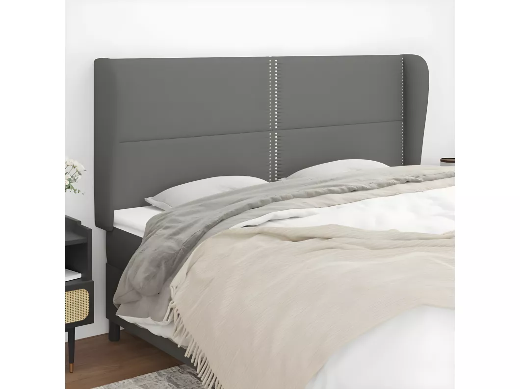 Kauf Unique Kopfteil mit Ohren Dunkelgrau 203x23x118/128 cm Stoff