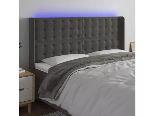 Kauf Unique LED Kopfteil Dunkelgrau 163x16x118/128 cm Samt Verkauf