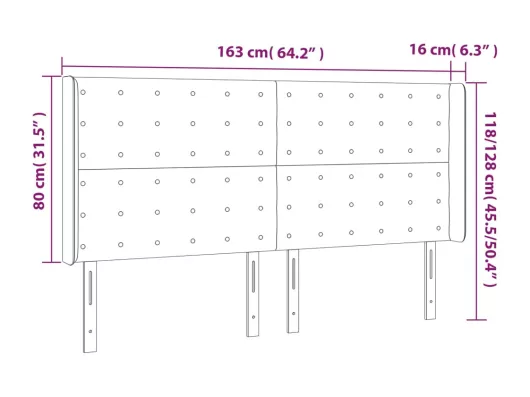 Kauf Unique LED Kopfteil Dunkelgrau 163x16x118/128 cm Samt Verkauf