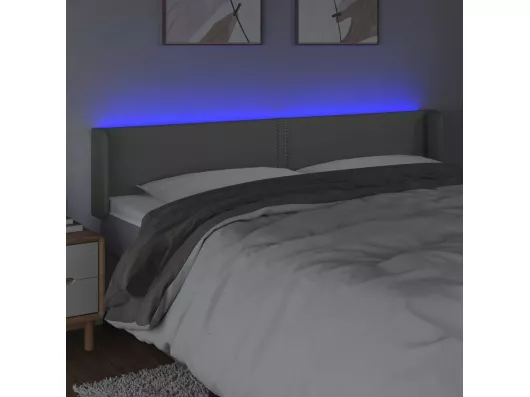 Kauf Unique LED Kopfteil Grau 203x16x78/88 cm Kunstleder Limitierter Zeitrabatt