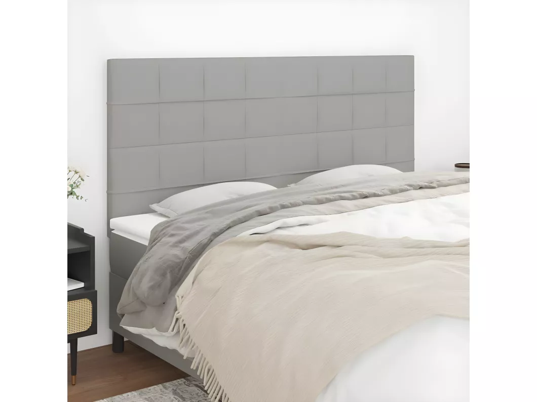 Kauf Unique Kopfteile 4 Stk. Hellgrau 80x5x78/88 cm Stoff