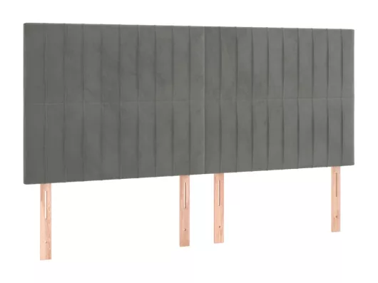 Kauf Unique LED Kopfteil Hellgrau 160x5x118/128 cm Samt Preisnachlass