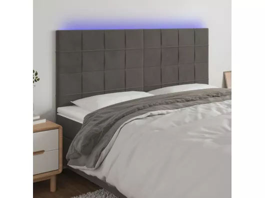 Kauf Unique LED Kopfteil Dunkelgrau 180x5x118/128 cm Samt Saisonschlussverkauf
