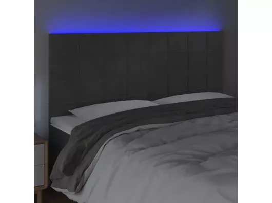 Kauf Unique LED Kopfteil Dunkelgrau 180x5x118/128 cm Samt Saisonschlussverkauf
