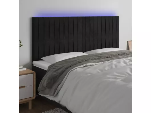 Kauf Unique LED Kopfteil Schwarz 200x5x118/128 cm Samt
