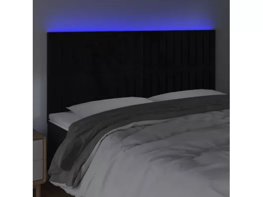 Kauf Unique LED Kopfteil Schwarz 200x5x118/128 cm Samt Weihnachtsangebot
